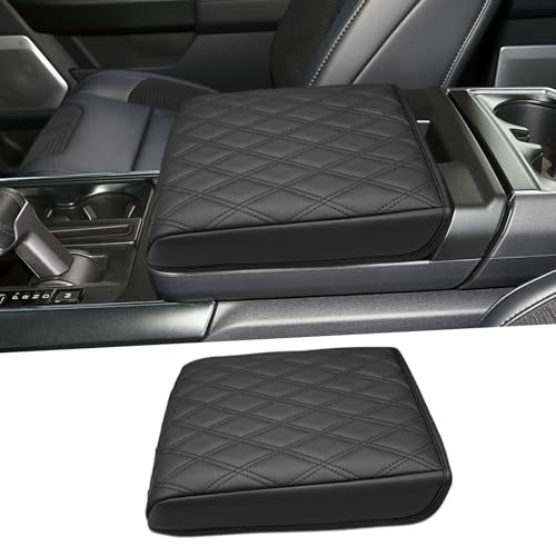 Xaido Center Console Cover for 2021-2025 2026 Ford F150 & 2022-2025 2026 F150 Lightning Work Surface Console Accessories, Leather Armrest Protector Pad (Only fit for Work Surface Console) - color: Black, size: for 2021-2025 F150 Work Surface Console