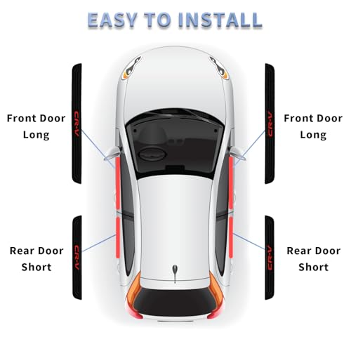 4pcs/Set Car Door Sill Plate Protectors - Black Soft Rubber Front/Rear Door Sill Scuff Plate Guard, Door Pedal Protector Stickers fit for Honda CRV (red)