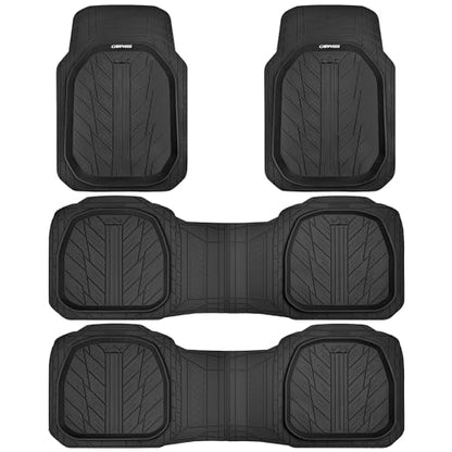 CAR PASS 3 Row Heavy Duty Rubber Car Mats, Deep-Dish All-Weather Floor Mats for 7 Seats 8 Seater 2nd & 3rd, Waterproof Universal Trim to Fit Liner Van,SUV,MPV,7 Passengers Vehicle,(Black 3 Row) - color: Black 3 Row