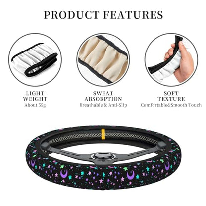 Colorful Stars And Moon Elastic Steering Wheel Cover Universal 15 Inch - color: 5