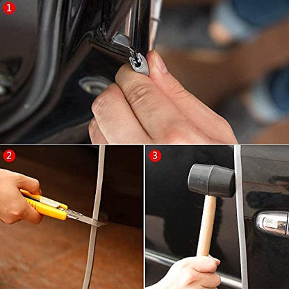 Winunite 16.4ft(5m) Car Door Edge Guards Light Gray– Fits Most Vehicles, No Glue, U-Shaped, Built-in Metal Clips, Scratch and Chip Resistant – Reduces Dings in Parking Lots - color: gray, size: 16-2/5Ft