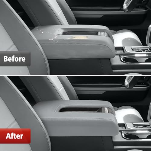 KBH Car Center Console Cover Replacement for Toyota Tundra 2014 2015 2016 2017 2018 2019 2020 2021, Vinyl Leather Armrest Lid Uhpholstery, Anti-Scratch, Gray (Leather Part Only) - color: Gray