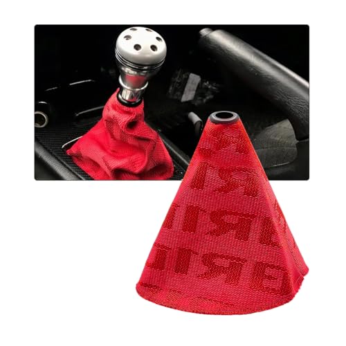 Car Shift Boot Cover, Fabric Shifter Lever Knob Boot Dustproof Cover with Stitch, Manual Automatic Speed Shifter Boots Gear Gaiter for Most Vehicles, Car Accessories (Red) - color: Red