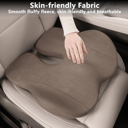 Car Seat Cushion, Ergonomic Memory Foam Car Cushion for Sciatica Pain Relief, Sciatica & Hip & Coccyx Pain Relief Desk Chair Cushion (Brown) - color: Brown