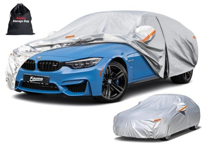 Kayme 6 Layers Car Cover Custom Fit for BMW 3 Series 320i 325i 328i 330i 335i (2013-2025) Waterproof All Weather for Automobiles, Outdoor Full Cover Rain Sun UV Protection.Silver - size: 4. Custom Fit BMW 3 Series