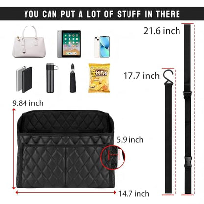 Car Handbag Holder Between Seat Durable Leather Seat Back Organizer Pet & Kids Driver Storage Netting Pouch Driver Storage Netting Pouch (Upgraded Black B) - color: Upgraded Black B