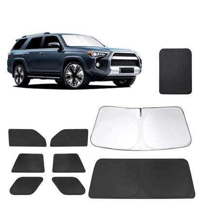8 PCS Full Set Window Shades for Toyota 4Runner 2010-2024 Accessories, UV Block & Privacy Protection, Foldable Car Windshield Side Rear Window Sun Shade Covers for Camping Napping Leisure - size: for Toyota 4Runner 2010-2024