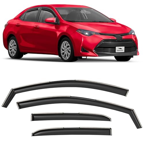 Voron Glass in-Channel Extra Durable Rain Guards for Toyota Corolla 2014-2019 Sedan, Window Deflectors, Vent Window Visors, 4 Pieces - 200558 - color: For Corolla 14-19