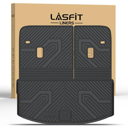 LASFIT Cargo Mat with Backrest Mat for Mazda CX-90 / CX 90 PHEV 2024 2025 2026 (Only Fit 3rd Row 60/40 Split-Bench Seats) TPE Custom Fit All Weather Trunk Liner Waterproof Cargo Tray Accessories - size: CX90 | 2024-2026 | Cargo Liner & Backrest Mat