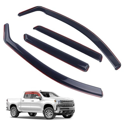 in-Channel Rain Guards 4-Piece Compatible with 2019-2025 Chevrolet Silverado 1500/GMC Sierra 1500 Crew Cab Window Visors Side Window Deflectors Vent Visor Shield Shade - size: 2019-2025 Silverado