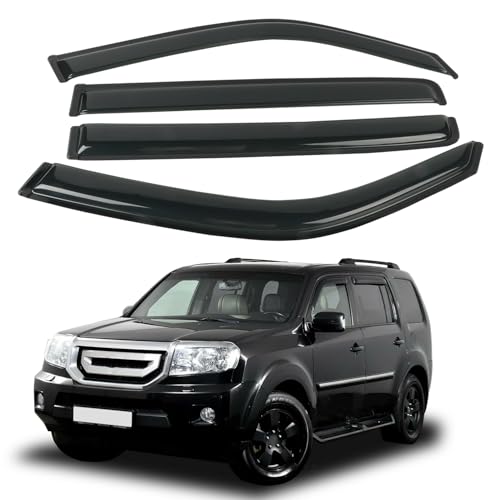 4PCS Rain Guards Window Visors Fits for 2009-2015 Honda Pilot, Outside Mount Durable Vent Visors Shade, Front & Rear Wind Deflector, 2009 2010 2011 2012 2013 2014 2015 - size: For Honda Pilot 2009-2015