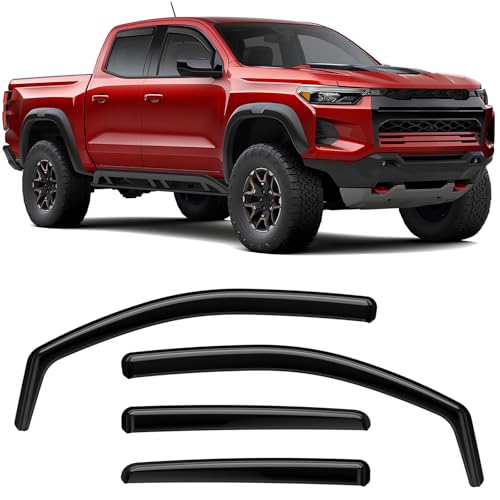 in-Channel Rain Guards Fit for Chevrolet Colorado Crew Cab 2023-2025 Black Extra Durable Shatterproof Side Window Wind Deflectors Fit for GMC Canyon 2023-2025, Vent Window Visors- 4 PCS - size: Fit for Chevy Colorado Crew Cab 2023+ in Channel