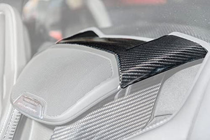 Replacement For 2020-Present Corvette C8 Coupe Models | GM Factory Style CARBON FIBER Interior Console Waterfall Upper Speaker Grille Cover