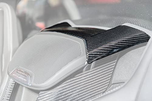 Replacement For 2020-Present Corvette C8 Coupe Models | GM Factory Style CARBON FIBER Interior Console Waterfall Upper Speaker Grille Cover
