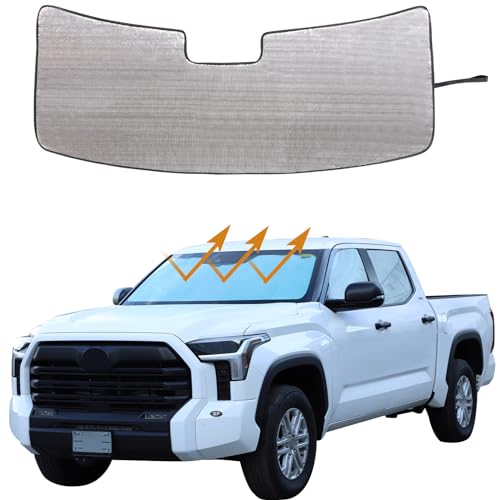 Car Front Windshield Sunshade Compatible with Toyota Tundra/Sequoia 2022-2026, Automotive Windshield Sunshades Foldable Reflective Sun Visor for UV Rays & Sun Heat Protection Car Interior Accessories - color: Silver(A)