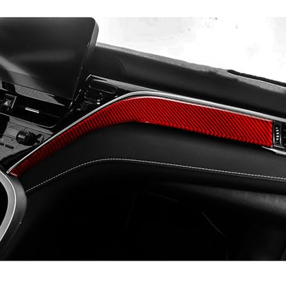 Durable Red Carbon Fiber Compatible with Toyota Camry 2018-2024 2019 2020 2021 2022 2023 Accessories Car Center Dashboard Right Side Trim Panel Cover Interior Trim Sticker Decal 2PCS - color: Dashboard Panel