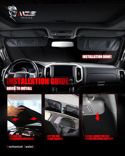 MZS Windshield Sun Shade Compatible with F250 F350 F450 F550 F600 2023-2026, Foldable Truck Sun Shade Shield with Storage Pouch, Front Window Visor Sunshade Accessories for Interior Protector - size: F250 / F350 / F450 / F550 / F600 2023-2026