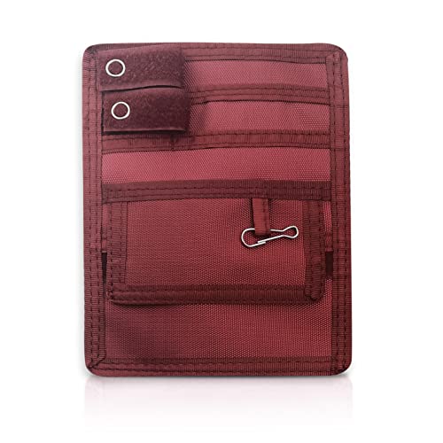 ASA TECHMED Nurse Pocket Organizer, Nylon 5 Pocket Nurse Scrub Organizer, 6 Inch x 5 inch, Red - color: Red