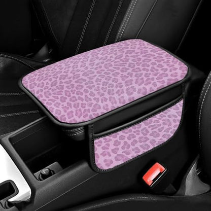 Auto Center Console Pad PU Leather Car Armrest Seat Box Cover Protector Universal Fit (Pink) - color: Pink