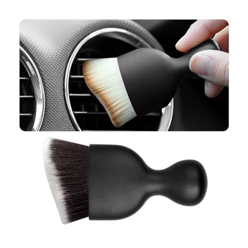 Osilly Car Detailing Brush, Auto Interior Soft Bristles Curved Cleaning Brush, Dust Collectors Dirt Removal Tool for Car Dashboard, Air Conditioner Vents, Leather, Computer, Scratch Free (Brown/White) - color: Brown/White