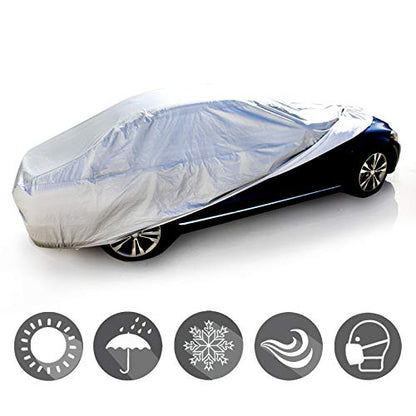 4-Layer Car Cover Soft Cotton Inlay Paint Protect All Weather Indoor Outdoor Automobiles Protector Breathable Fabric with Waterproof Coating Sun Rain Wind Dust Protection for SUV Van - size: XL-508cm(200inch)