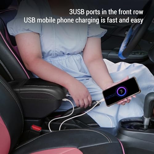 Acouto Car Armrest Box with 6 USB Charging Ports - Double Layer Console for SUV, Truck, and Car (Black) - color: Black