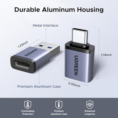 UGREEN USB to USB C Adapter & USB C to USB Adapter Combo 4-Pack, 10Gbps Type C USBC Adapter Compatible with MacBook, iPhone 17/16/15, iPad, Samsung Galaxy, Apple Watch