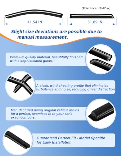 Extra-Thick Window Rain Guards Fit for Subaru Outback 2015 2016 2017 2018 2019 Window Deflectors Window Vent Visors Shades - size: Fit for 2015-2019 Subaru Outback