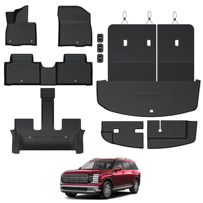 Floor Mats for Hyundai Palisade Gasoline 2026, All Weather Floor Mats Trunk Cargo Liner with Backrest Protectors Accessories, Full Coverage Set (Fit 7/8 Sests) - size: For Hyundai Palisade | 2026