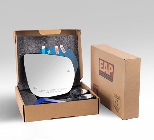 EAP Passenger Side Mirror Glass Compatible With Jeep Grand Cherokee 2022-2026, Grand Cherokee L 2021-2026, Heated With Blind Spot, 68522816AA 68522818AA - color: Passenger - Heated + Blind Spot