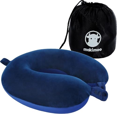 Travel Neck Pillow, Top Memory Foam Pillow for Head Support, Ideal for Airplanes, Cars, and Home Recliners, Adjustable and Soft (Blue) - color: Blue