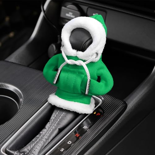 Hoodie Car Gear Shift Cover, Christmas Car Decor Gear Shift Knob Cover for Manual/Automatic Shift Knob, Car Interior Accessories Universal Fit Hoodie Gear Shift Cover - color: Christmas green, size: 1 Piece