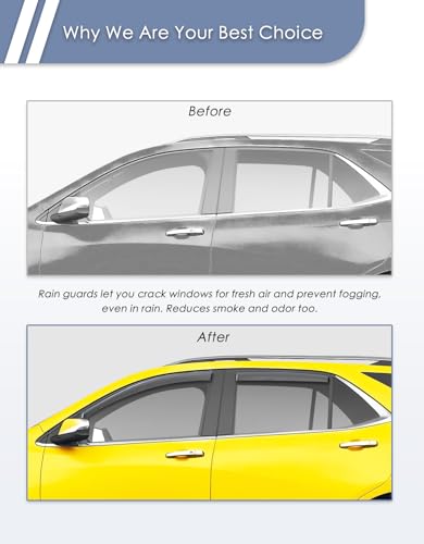 in-Channel Window Rain Guard for Chevy Equinox 2018-2024 Rain Guards Side Window Visors Low Profile Vent Visor Window Deflectors Vent Shades Car Accessories-4PCS - size: Fit for 2018-2024 Chevy Equinox
