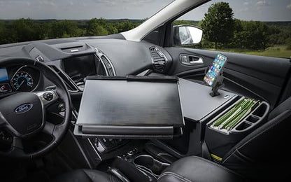 AutoExec Reach Car Desk for Your Vehicle Workstation and Mobile Office, Front Seat, Black with Phone Mount - color: Black, style: Phone Mount
