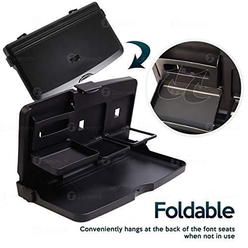 ZONETECH Multi-Functional Portable Foldable Car Backseat Tray Desk - Black Vehicle Table for Food, Meal, Snack, Laptop - Stay Organized When on The Go (1-Pack) - color: 1-Pack