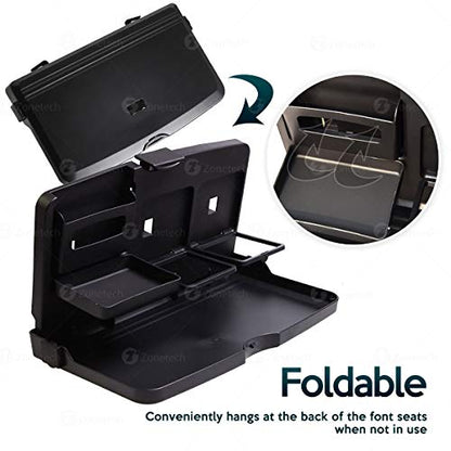ZONETECH Multi-Functional Portable Foldable Car Backseat Tray Desk - Black Vehicle Table for Food, Meal, Snack, Laptop - Stay Organized When on The Go (1-Pack) - color: 1-Pack