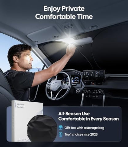 Wigoo for Toyota 4Runner Windshield Sunshade [OEM Design, 100% Sun Blockage] Foldable Heat Insulation Sun Shade with Storage Bag, for Toyota 4Runner (2010-2026), Silver Coating - size: for Toyota 4Runner(2010-2026)