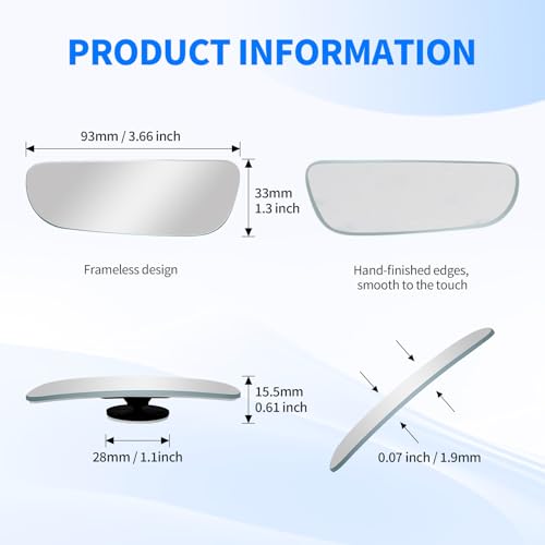 2 PCS Car Blind Spot Mirror, HD Frameless Convex Glass Angle Adjustable, Self-adhesive Back Auxiliary Reverse Mirror Wide Angle Side Mirrors Universal Car Exterior Accessories (Oblong) - size: Oblong
