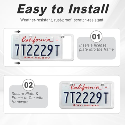 2 Pack Silver License Plate Frame, Metal License Plate Frame with 2-Hole, Universal Solid Stainless Steel Holder, Includes Screws for Men & Women - color: Silver