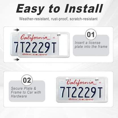 2 Pack Silver License Plate Frame, Metal License Plate Frame with 2-Hole, Universal Solid Stainless Steel Holder, Includes Screws for Men & Women - color: Silver