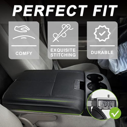 Muslogy Center Console Armrest Cover Fit for Chevy Silverado/Tahoe & GMC Sierra/Yukon 2007-2013 Accessories, Comfort Armrest Pad Console Lid Cushion Vegan Leather Regular Thick(Jump Seat ONLY) - size: 1) 07-13 |Slv&Tahoe&Sra&Yukon| Jump Seat, Regular
