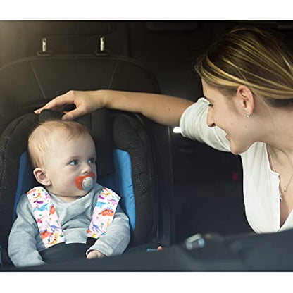 Baby Car Seat Belt Covers for Boys and Girls, Carseat Shoulder Padding, Soft Car Seat Neck Cover, Mink Car Seat Straps Shoulder Pads, Dinosaur Stroller Strap Cover for Baby Kids,White - color: White dinosaur