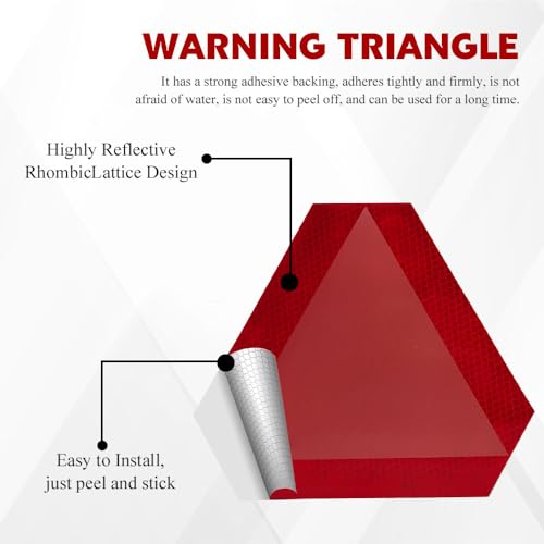 2PCS Slow Moving Vehicle Sign, Car Stickers, 7" x 8" Diamond Grade Reflective Slow Moving Vehicle Triangle Sticker, Car Exterior Accessories Safety Triangle Signs Decal for Golf Cart UTV