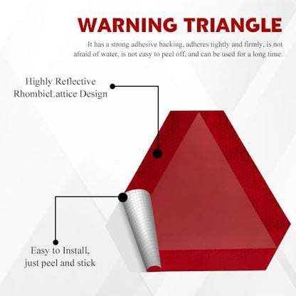 2PCS Slow Moving Vehicle Sign, Car Stickers, 7" x 8" Diamond Grade Reflective Slow Moving Vehicle Triangle Sticker, Car Exterior Accessories Safety Triangle Signs Decal for Golf Cart UTV