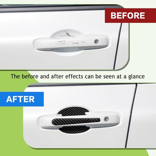 8PCS Car Door Handle Scratch Protector, Carbon Fiber Handle Bowl Sticker, Door Protective Film (Black) - color: Black
