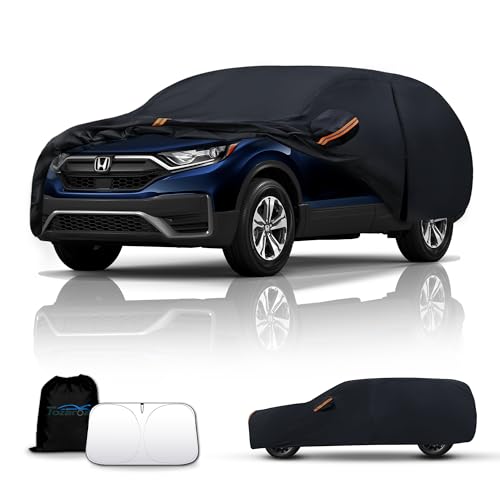 Waterproof Car Cover All-Weather, Heavy-Duty Outdoor Full Exterior Automobiles Snow Cover for SUV Up to 181 inch with Sun Visor,Zippered & Storage Bag - Black - size: Fit SUV Jeep up to 181 inch(YM)