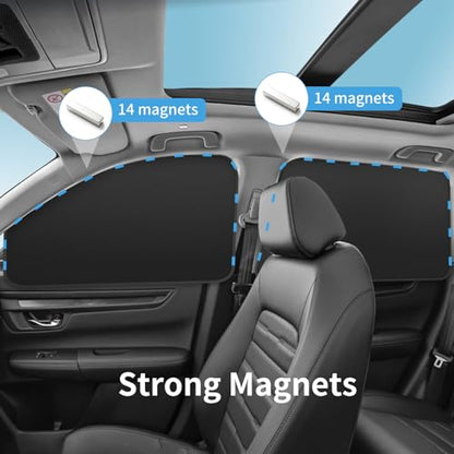 Silver Car Window Sun Shade - Side Thiken Curtain Magnetic 100% Block Light Car Window Covers with Cooler Feeling (Silver, D-Front-2pcs) - size: D-Front-2pcs