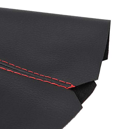 Shifter Boot Universal, PU Leather Shift Boot Retainer Stick Shift Sleeve Gear Shifter Boot Gear Gaiter Cover Black Bright Red Stitch