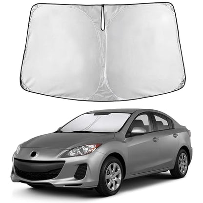 EcoNour Windshield Sunshade Compatible for Mazda 3 2010-2011 2012 2013, Sun Visor for Front Windshield & Window Sun Shade Cover, UV Heat Blocker & Protector, Car Accessories - size: For Mazda 3 (2010-2013)