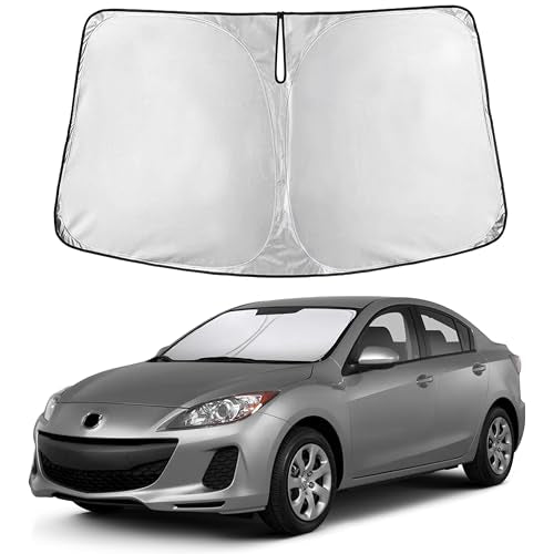 EcoNour Windshield Sunshade Compatible for Mazda 3 2010-2011 2012 2013, Sun Visor for Front Windshield & Window Sun Shade Cover, UV Heat Blocker & Protector, Car Accessories - size: For Mazda 3 (2010-2013)